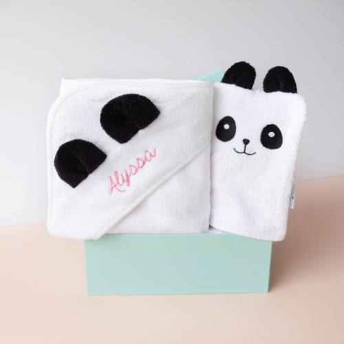 Panda Bear Hooded Towel & Bath Mitt